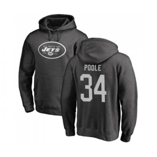 Football New York Jets #34 Brian Poole Ash One Color Pullover Hoodie - Jersey