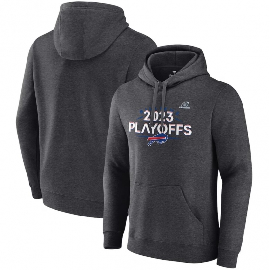 Men's Buffalo Bills Heather Charcoal 2023 Playoffs Fleece Pullover Hoodie - Jersey