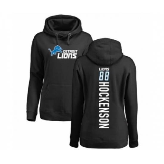 Football Women's Detroit Lions #88 T.J. Hockenson Black Backer Pullover Hoodie - Jersey