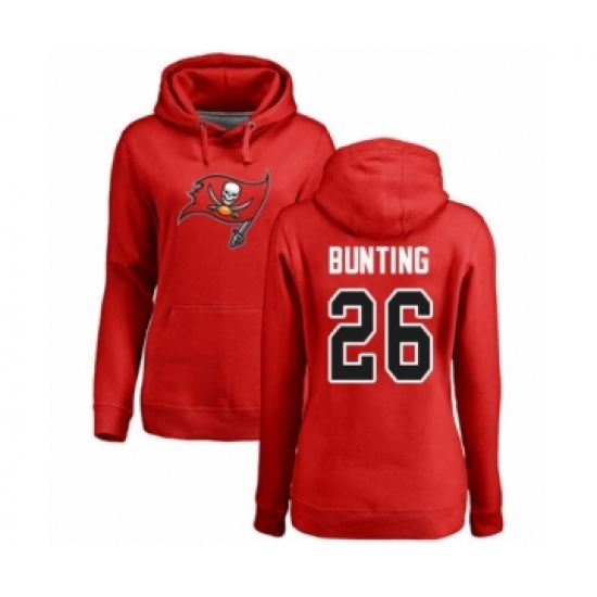 Football Women's Tampa Bay Buccaneers #26 Sean Bunting Red Name & Number Logo Pullover Hoodie - Jersey
