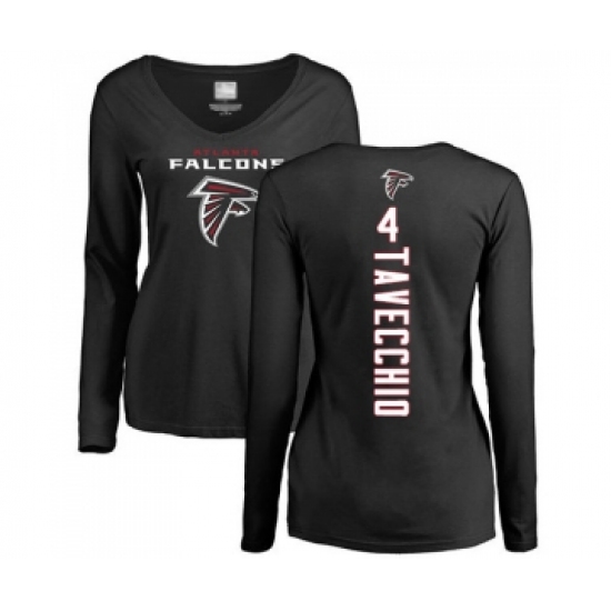 Football Women's Atlanta Falcons #4 Giorgio Tavecchio Black Backer Long Sleeve T-Shirt - Jersey