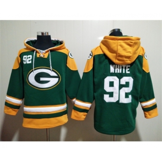 Men's Green Bay Packers #92 Reggie White Green Lace-Up Pullover Hoodie - Jersey