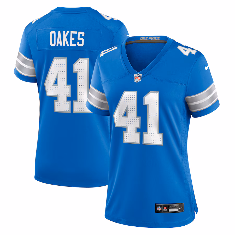 Women's Detroit Lions Gunnar Oakes Nike Blue Team Game Jersey - Jersey