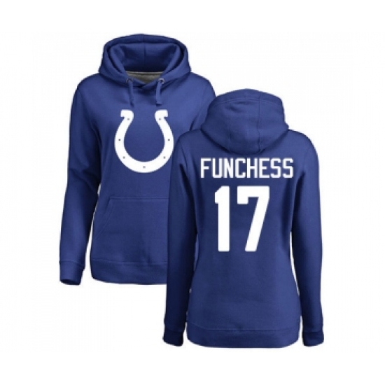 Football Women's Indianapolis Colts #17 Devin Funchess Royal Blue Name & Number Logo Pullover Hoodie - Jersey