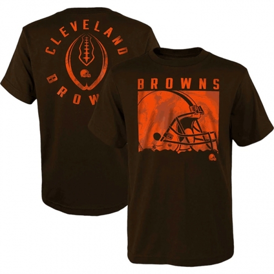Men's Cleveland Browns Brown Preschool Liquid Camo Logo T Shirt - Jersey