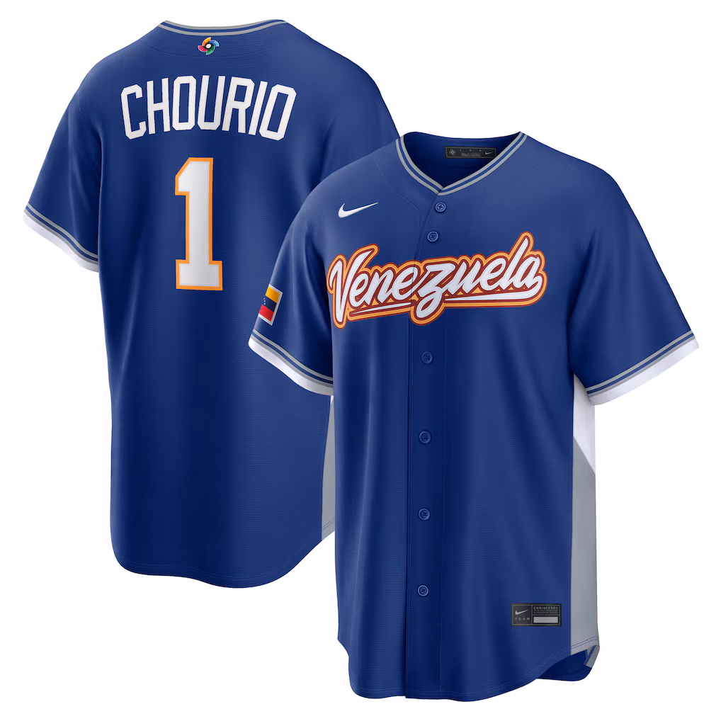 Men's Venezuela Baseball Jackson Chourio Nike Royal 2026 World Baseball Classic Road Stadium Jersey - Jersey