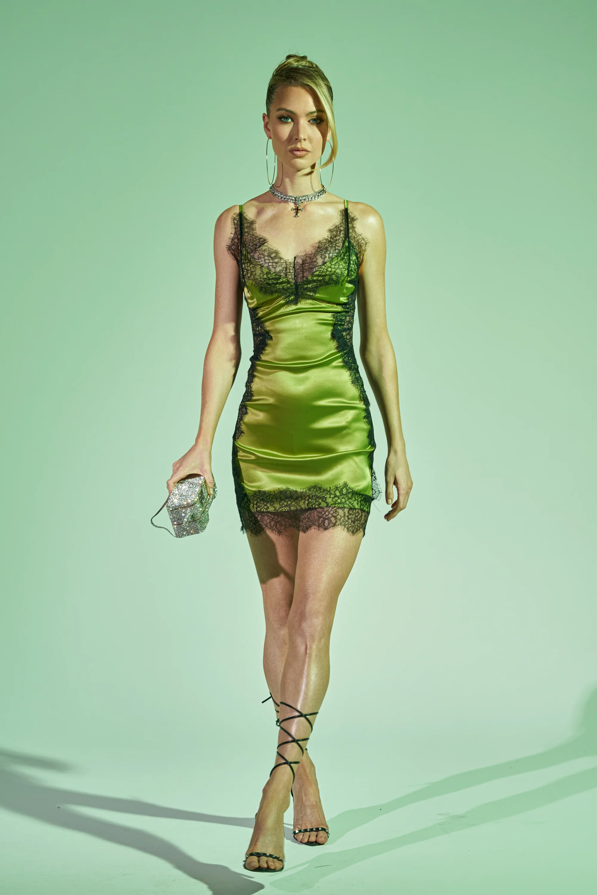 SHOW US WHAT YOU GOT SATIN MINI DRESS IN GREEN - Akira Wear