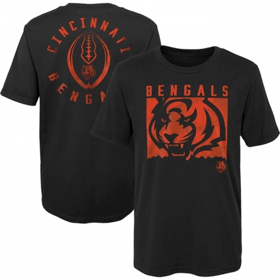 Men's Cincinnati Bengals Black Preschool Liquid Camo Logo T Shirt - Jersey