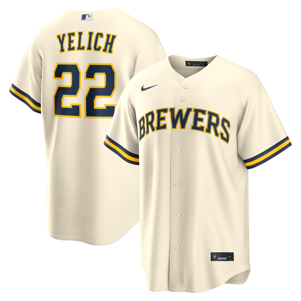 Men's Milwaukee Brewers Christian Yelich Nike Cream Home Replica Jersey - Jersey