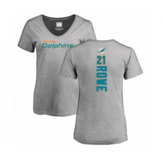 Football Women's Miami Dolphins #21 Eric Rowe Ash Backer T-Shirt - Jersey