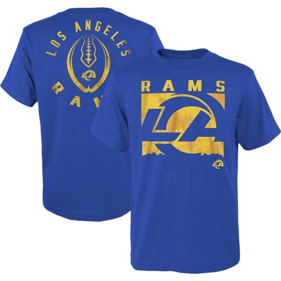 Men's Los Angeles Rams Blue Preschool Liquid Camo Logo T Shirt - Jersey
