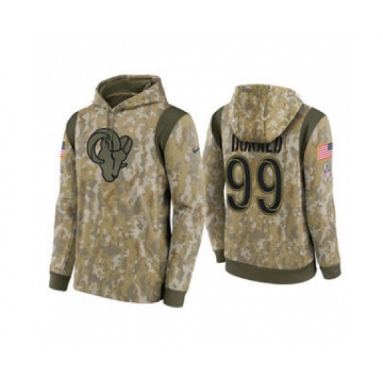 Men's Los Angeles Rams #99 Aaron Donald Camo 2021 Salute To Service Therma Performance Pullover Football Hoodie - Jersey