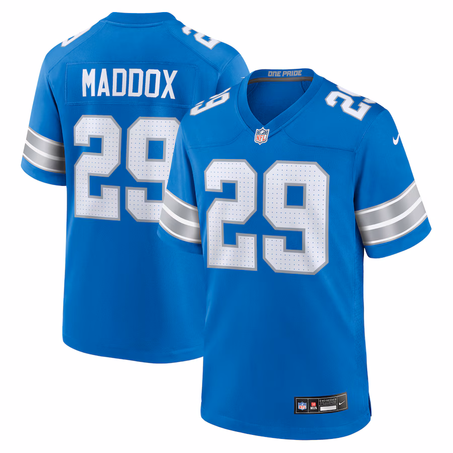 Men's Detroit Lions Avonte Maddox Nike Blue Team Game Jersey - Jersey