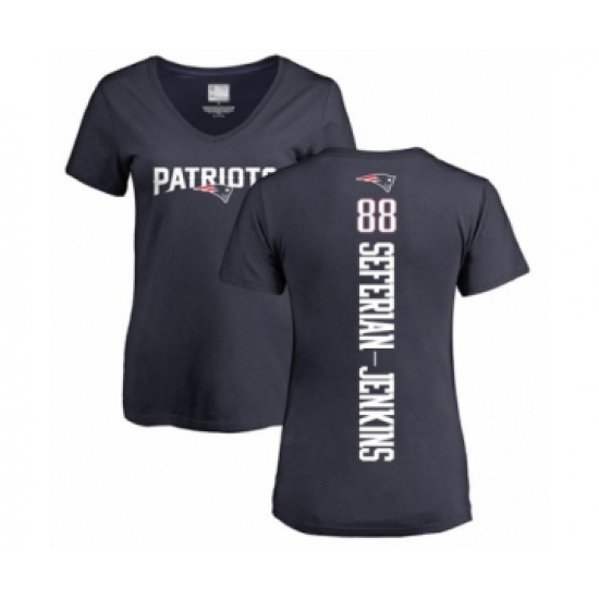 Football Women's New England Patriots #88 Austin Seferian-Jenkins Navy Blue Backer T-Shirt - Jersey