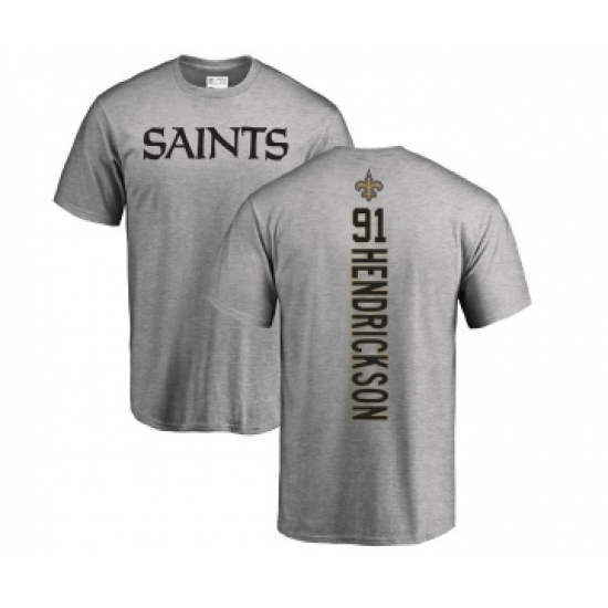 Football New Orleans Saints #91 Trey Hendrickson Ash Backer T-Shirt - Jersey