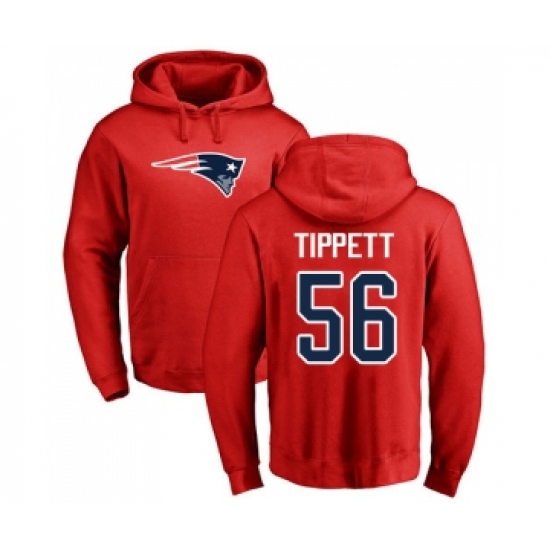 Football New England Patriots #56 Andre Tippett Red Name & Number Logo Pullover Hoodie - Jersey