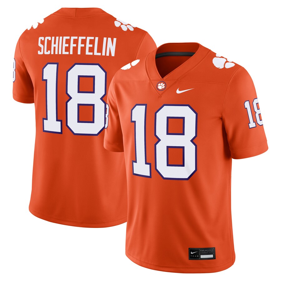 Men's Nike Ian Schieffelin Orange Clemson Tigers NIL Football Game Jersey - Jersey
