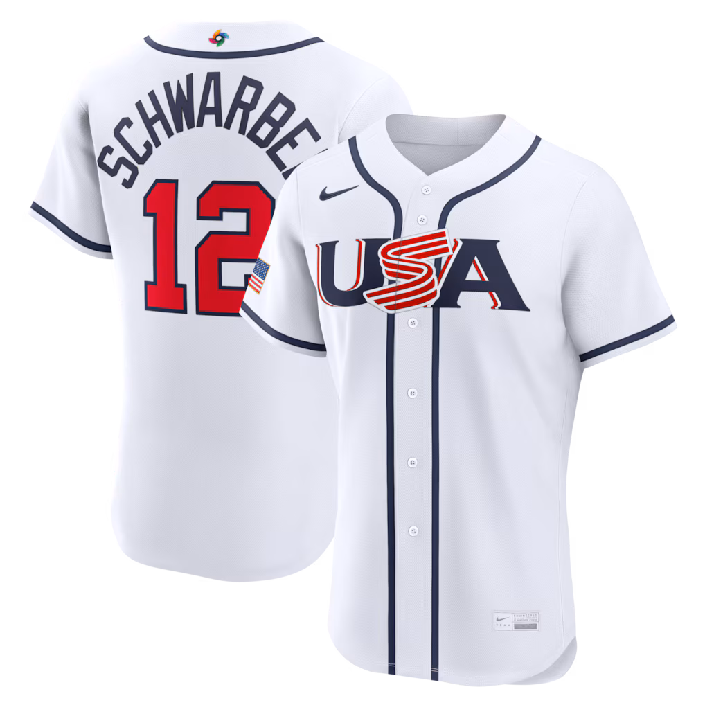 Men's USA Baseball Kyle Schwarber Nike White 2026 World Baseball Classic Home Authentic Jersey - Jersey
