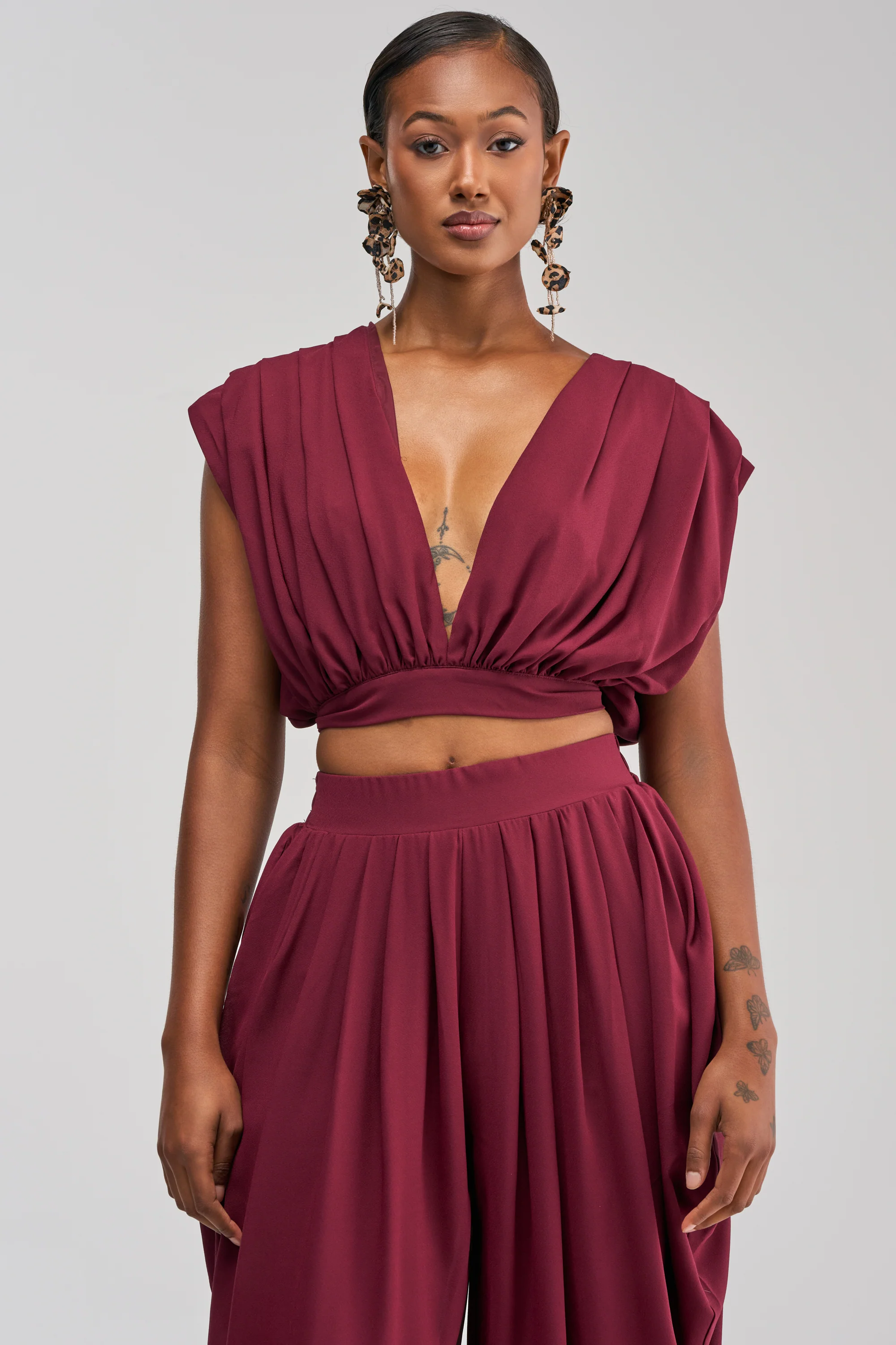 READY TO DANCE SLINKY BLOUSE IN BURGUNDY - Akira Wear