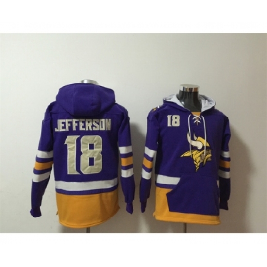 Men's Minnesota Vikings #18 Justin Jefferson Purple Ageless Must-Have Lace-Up Pullover Hoodie - Jersey