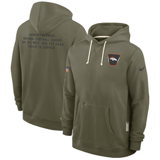 Men's Denver Broncos Olive 2025 Salute to Service Pullover Hoodie - Jersey