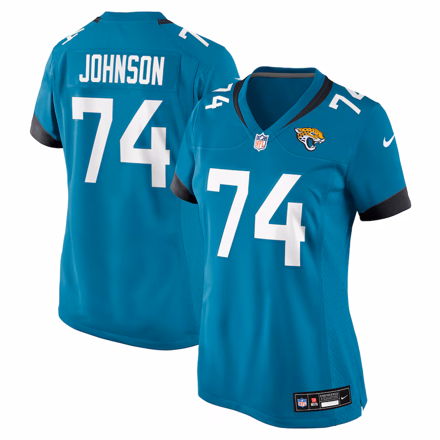 Women's Jacksonville Jaguars Fred Johnson Nike Teal Team Game Jersey - Jersey