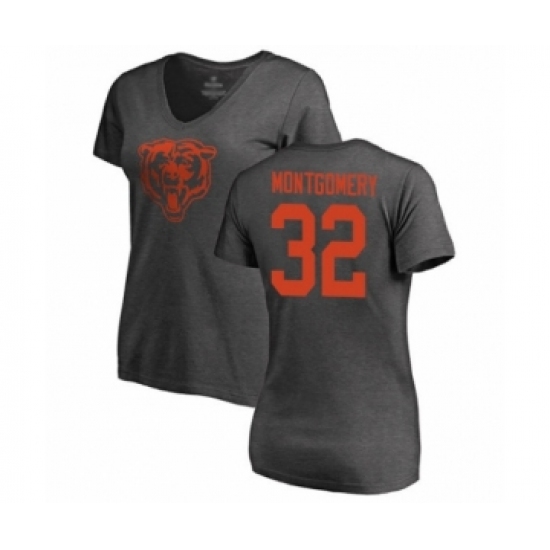 Football Women's Chicago Bears #32 David Montgomery Ash One Color T-Shirt - Jersey