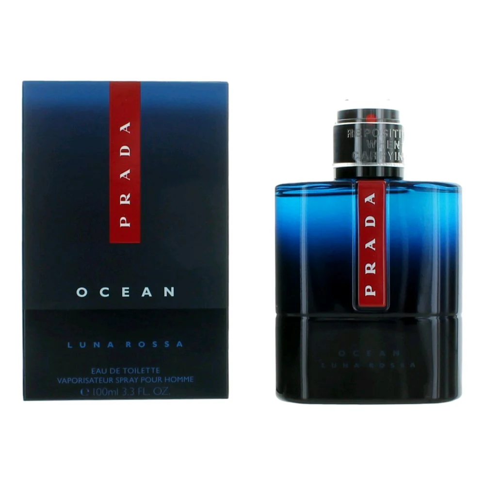 2pcs Prada Luna Rossa Ocean by Prada, 3.4 oz Eau de Toilette Spray for Men