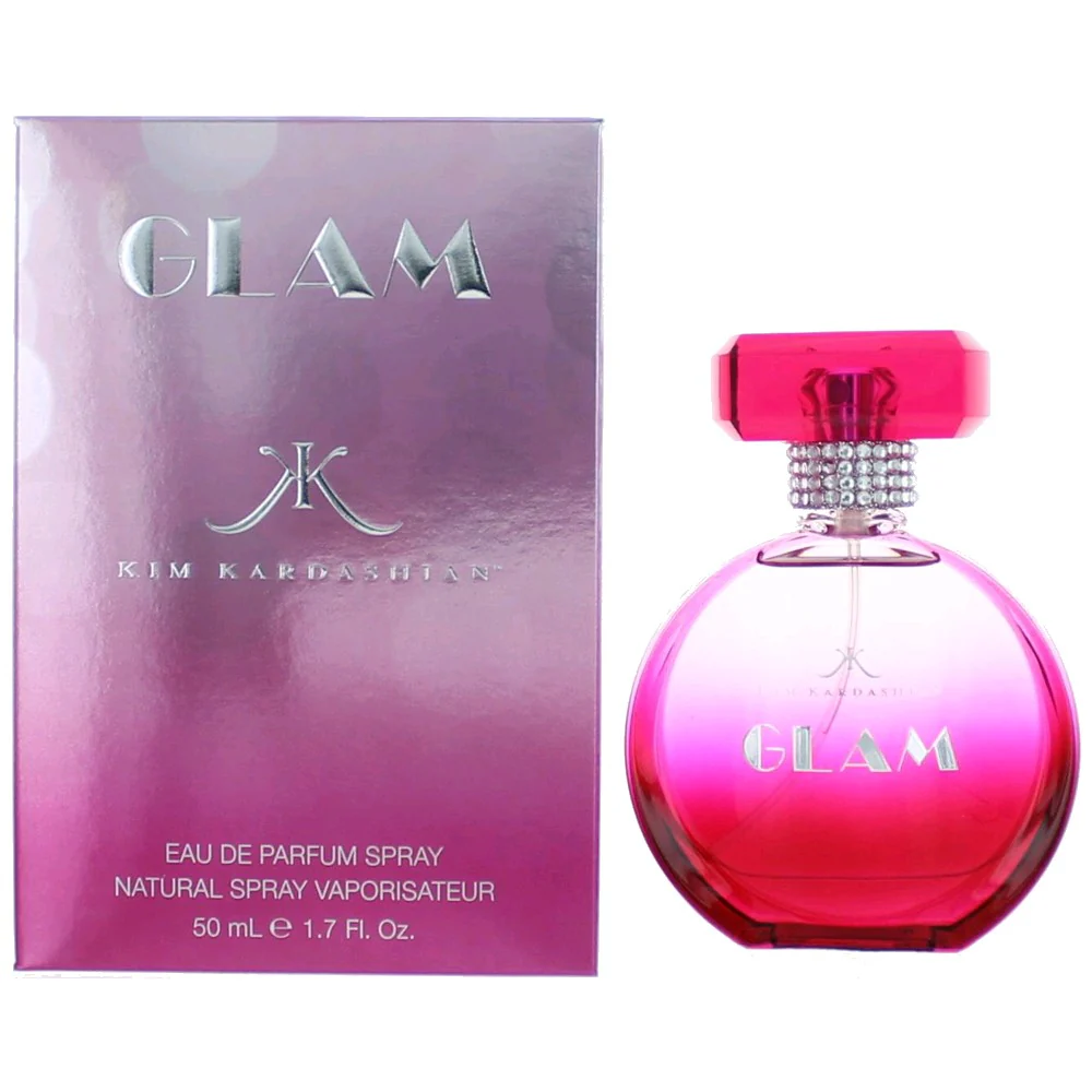 2pcs Kim Kardashian Glam by Kim Kardashian, 1.7 oz Eau De Parfum Spray for Women