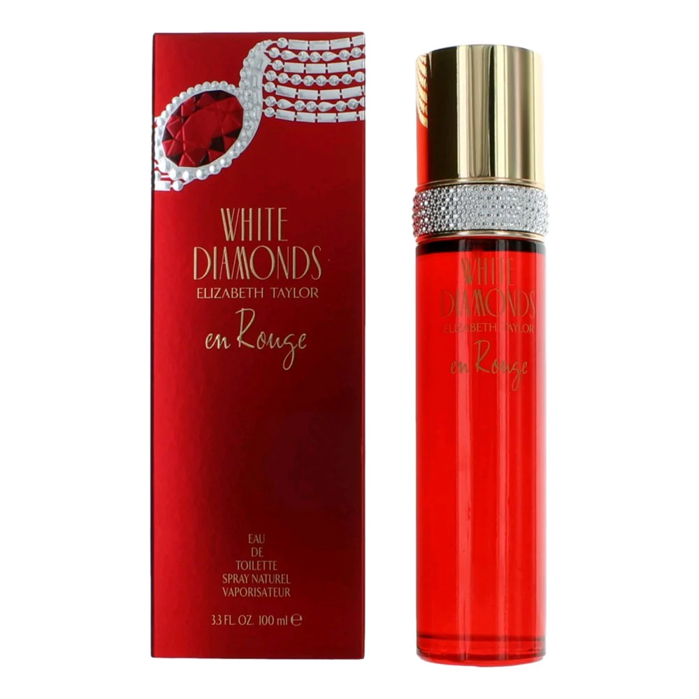 2pcs White Diamonds En Rouge by Elizabeth Taylor, 3.3 oz Eau De Toilette Spray for Women