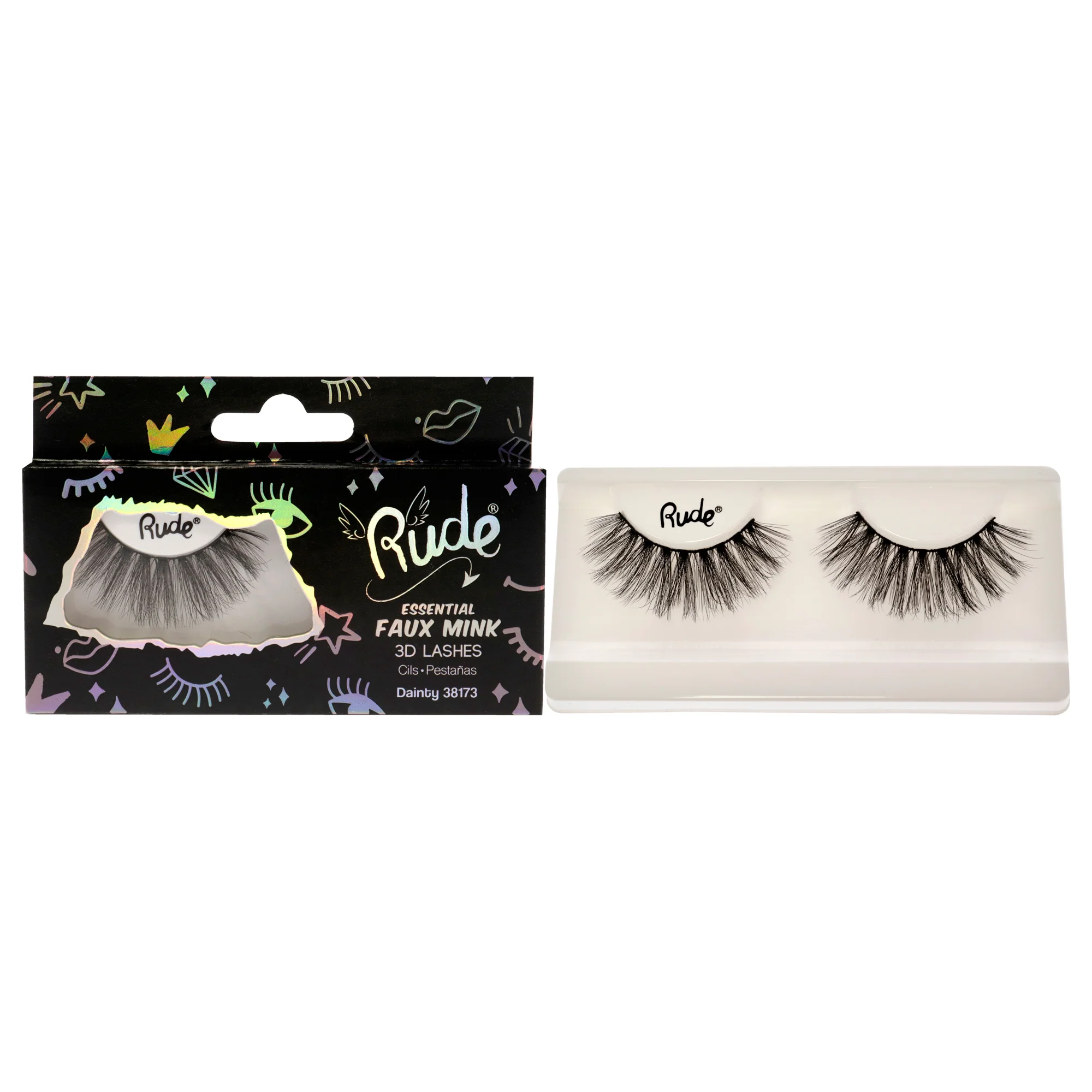 Essential Faux Mink 3D Lashes - Dainty by Rude Cosmetics for Women - 1 Pc Pair