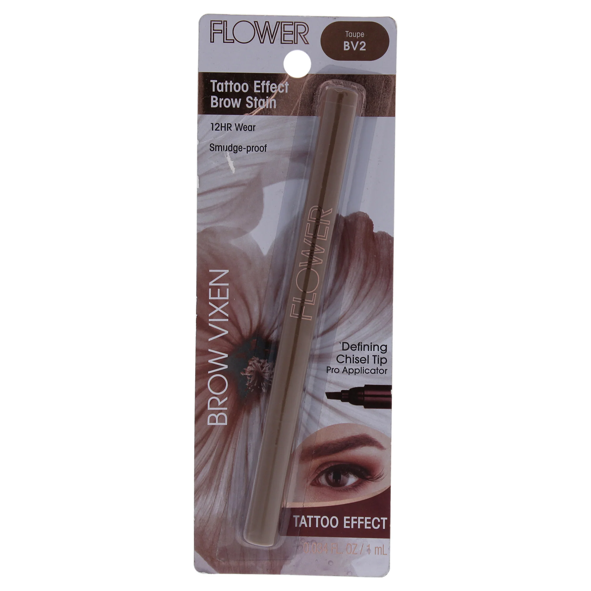 Brow Vixen Tattoo Effect Brow Stain - BV2 Taupe by Flower Beauty for Women - 0.034 oz Eyebrow