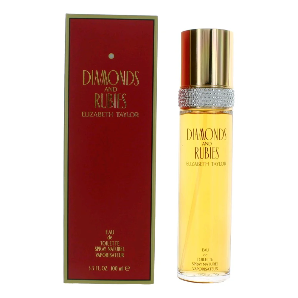 2pcs Diamonds & Rubies by Elizabeth Taylor, 3.3 oz Eau De Toilette Spray for Women