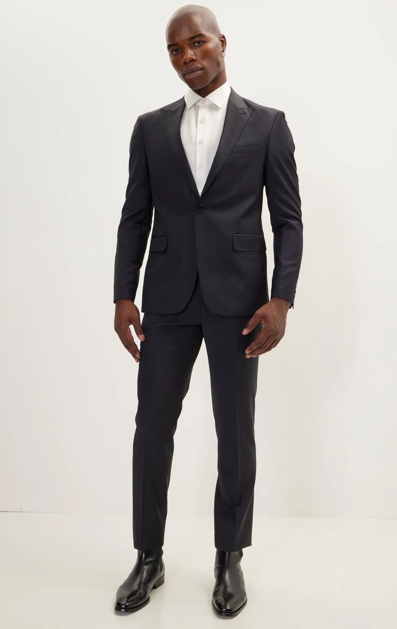 Super 120S Merino Wool Single Breasted Suit - Cobalt Black