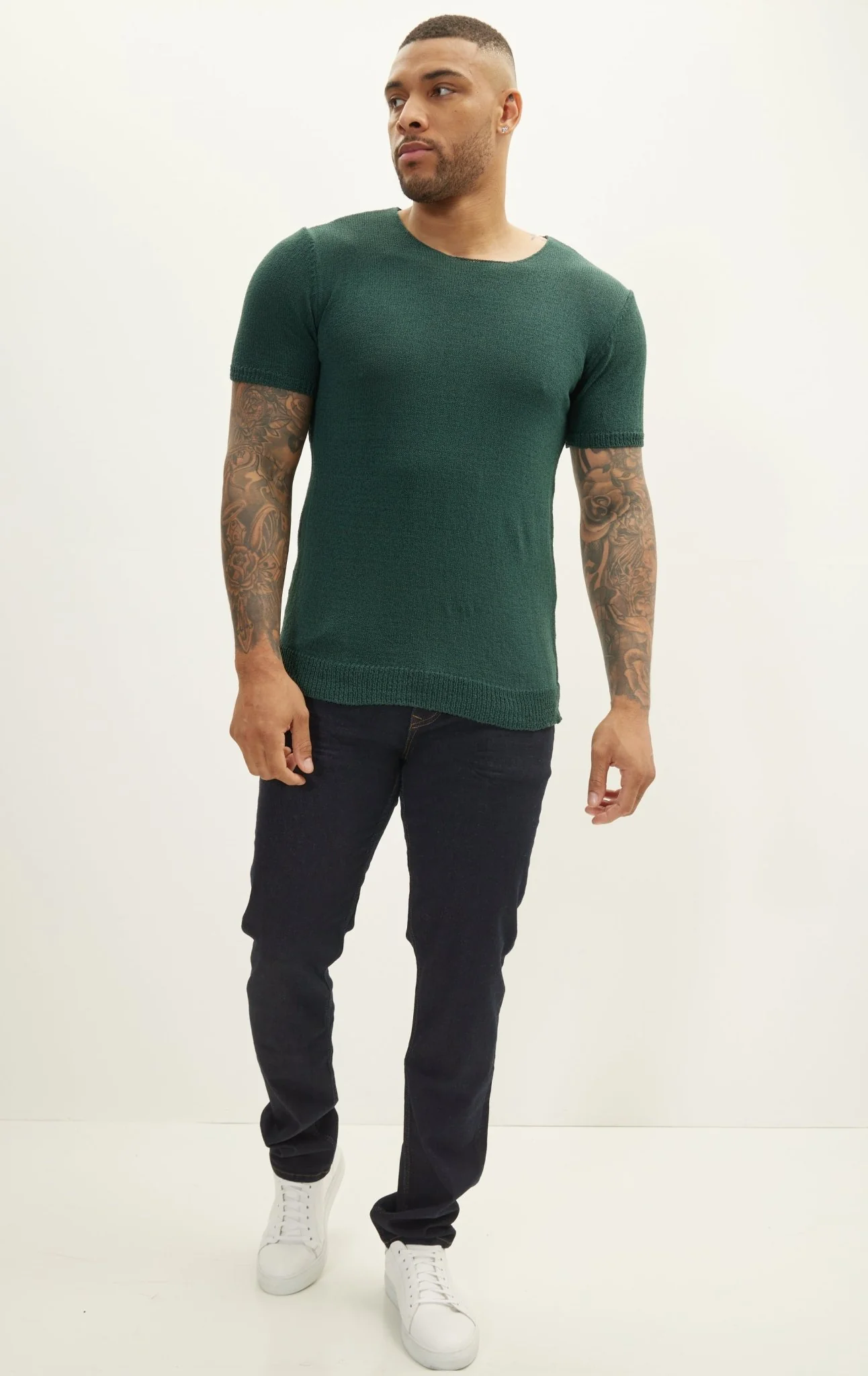 Short Sleeve Sweater - Dark Green