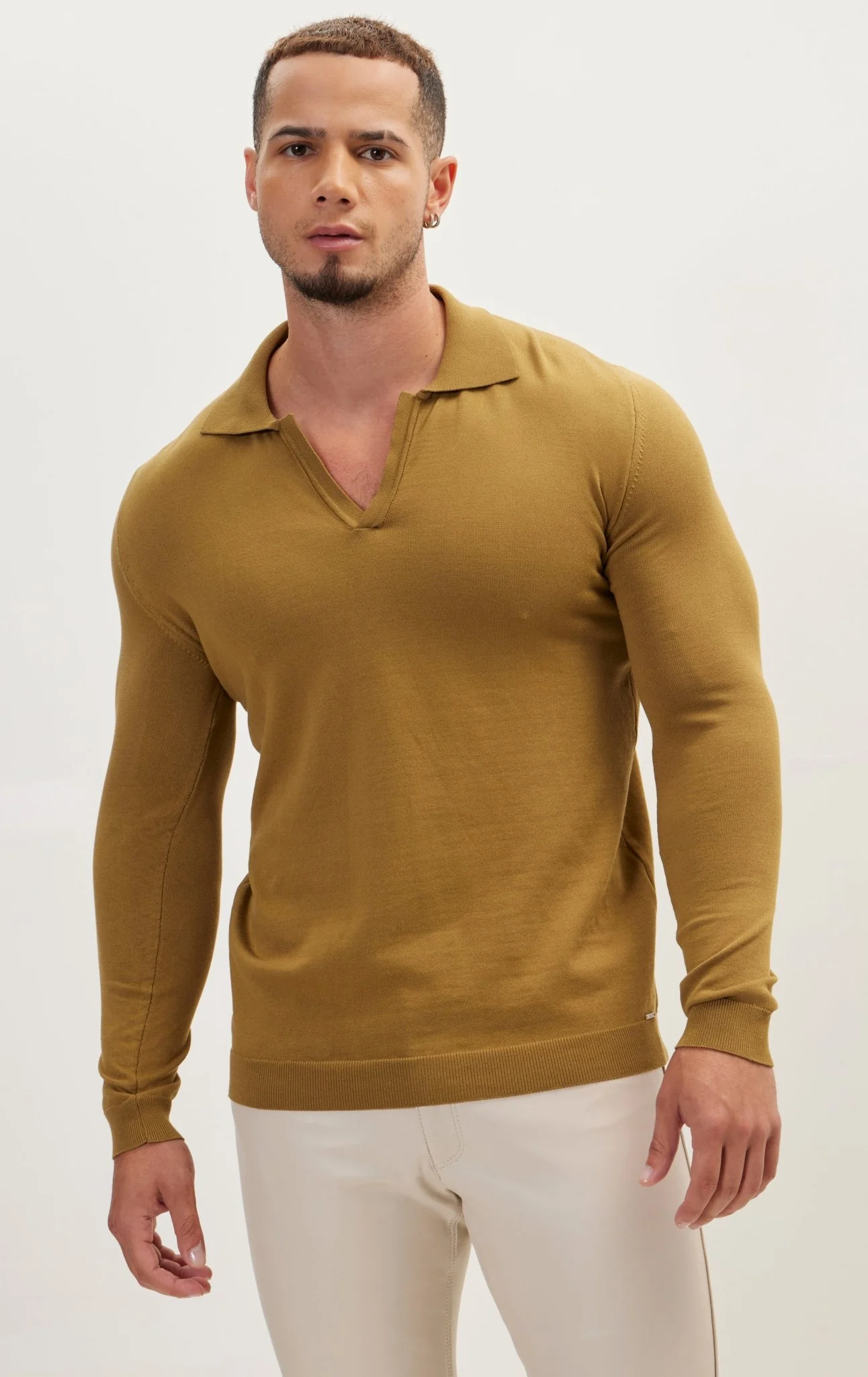 Johnny-Collar Sweater Polo - Pistachio