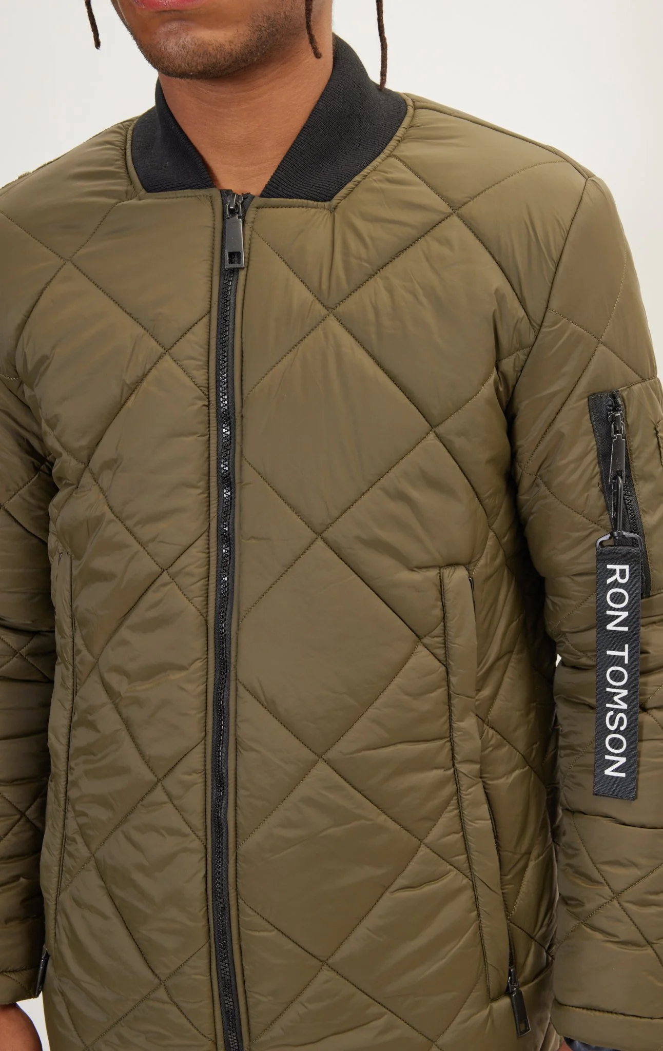 Light Padded Long Coat Jacket - Green
