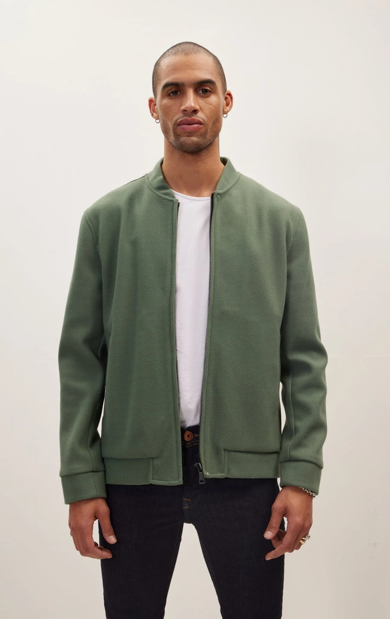 Relaxed Unlined Varsity Zipper Jacket - Teal Green