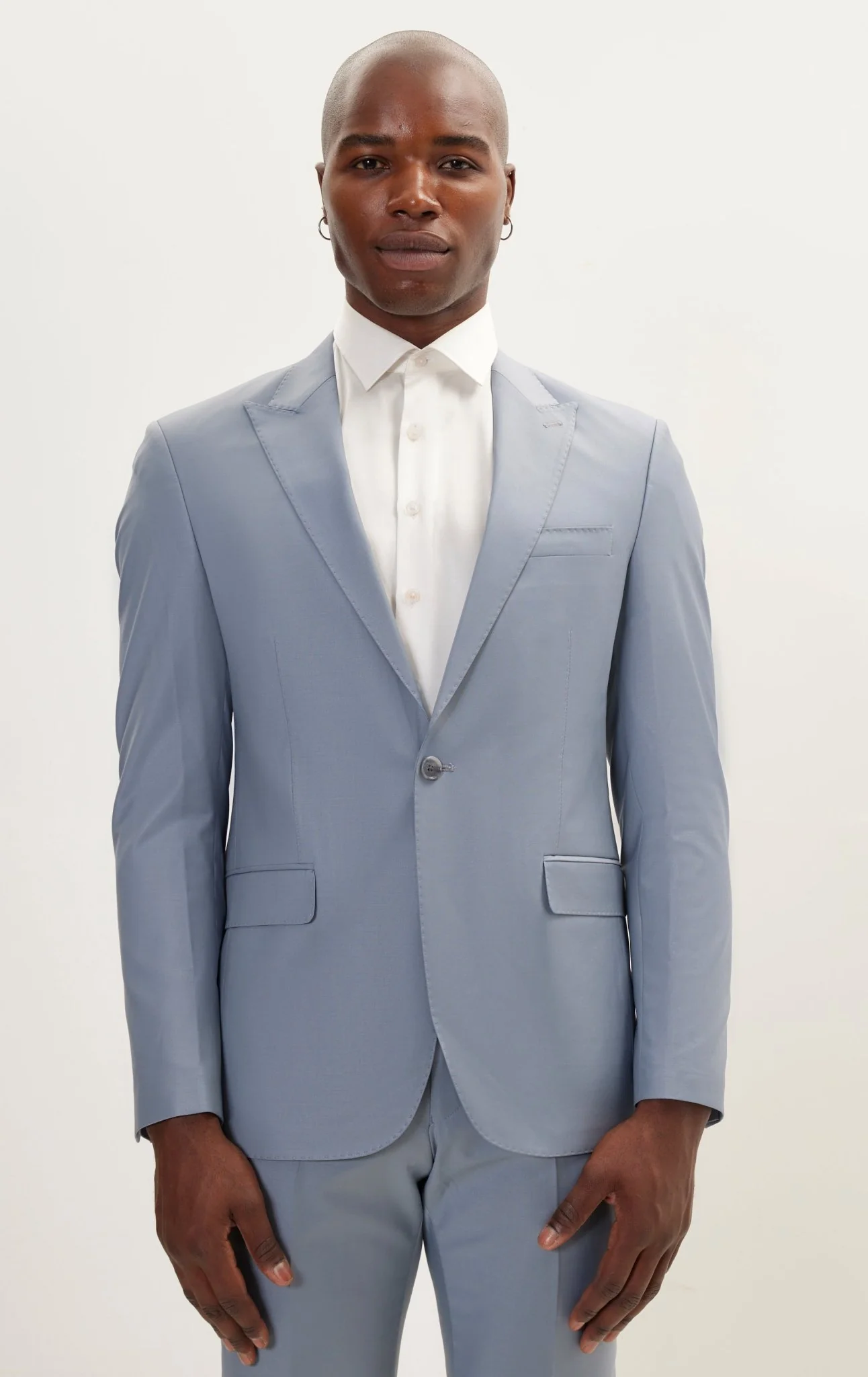 Super 120S Merino Wool Single Breasted Suit - Cool Grey