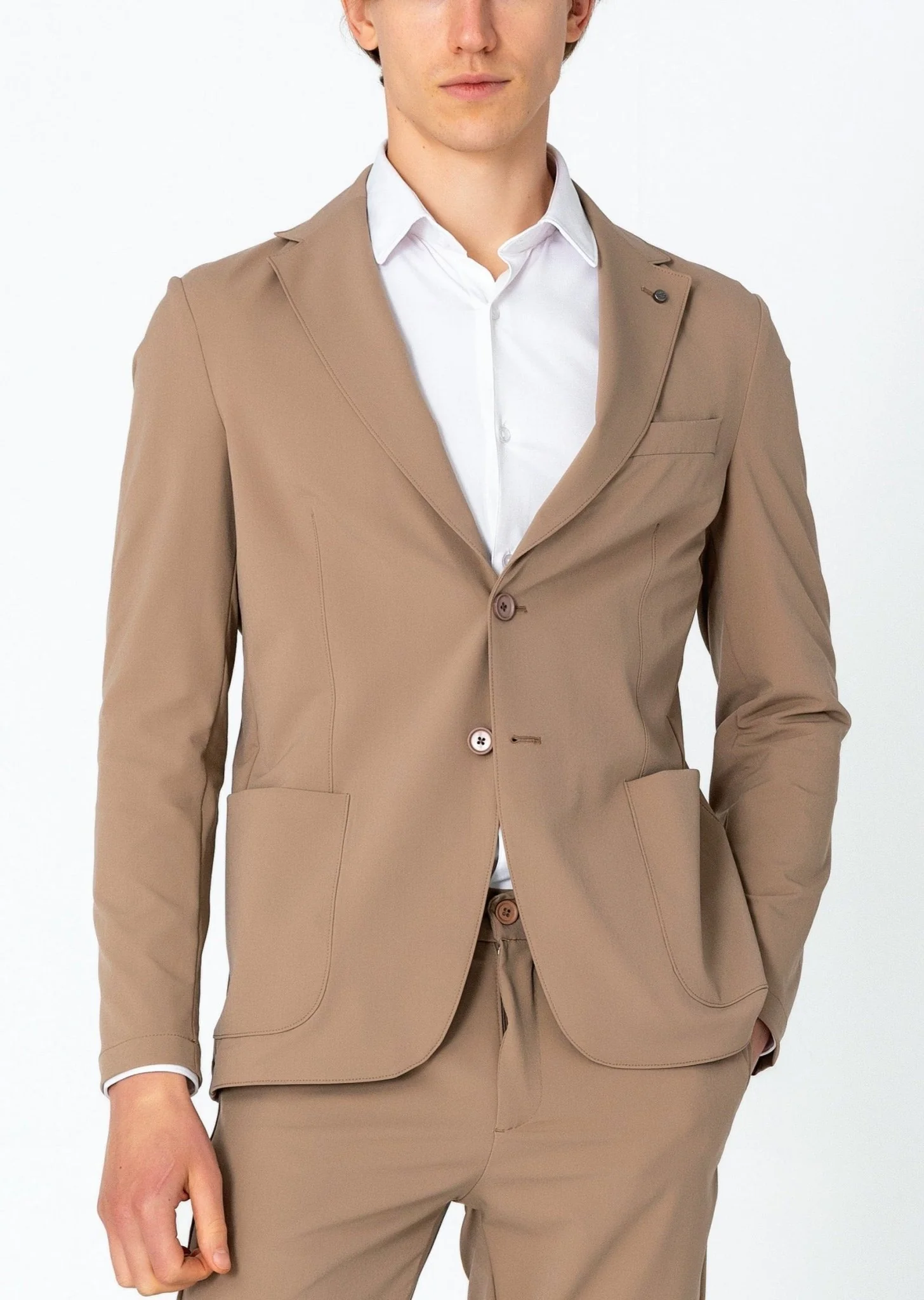 Wrinkle Free Tapered Travel Jacket - Camel