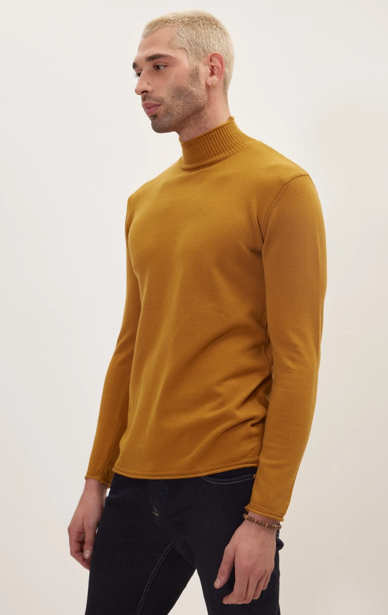 Classic Mock Neck Sweater - Mustard