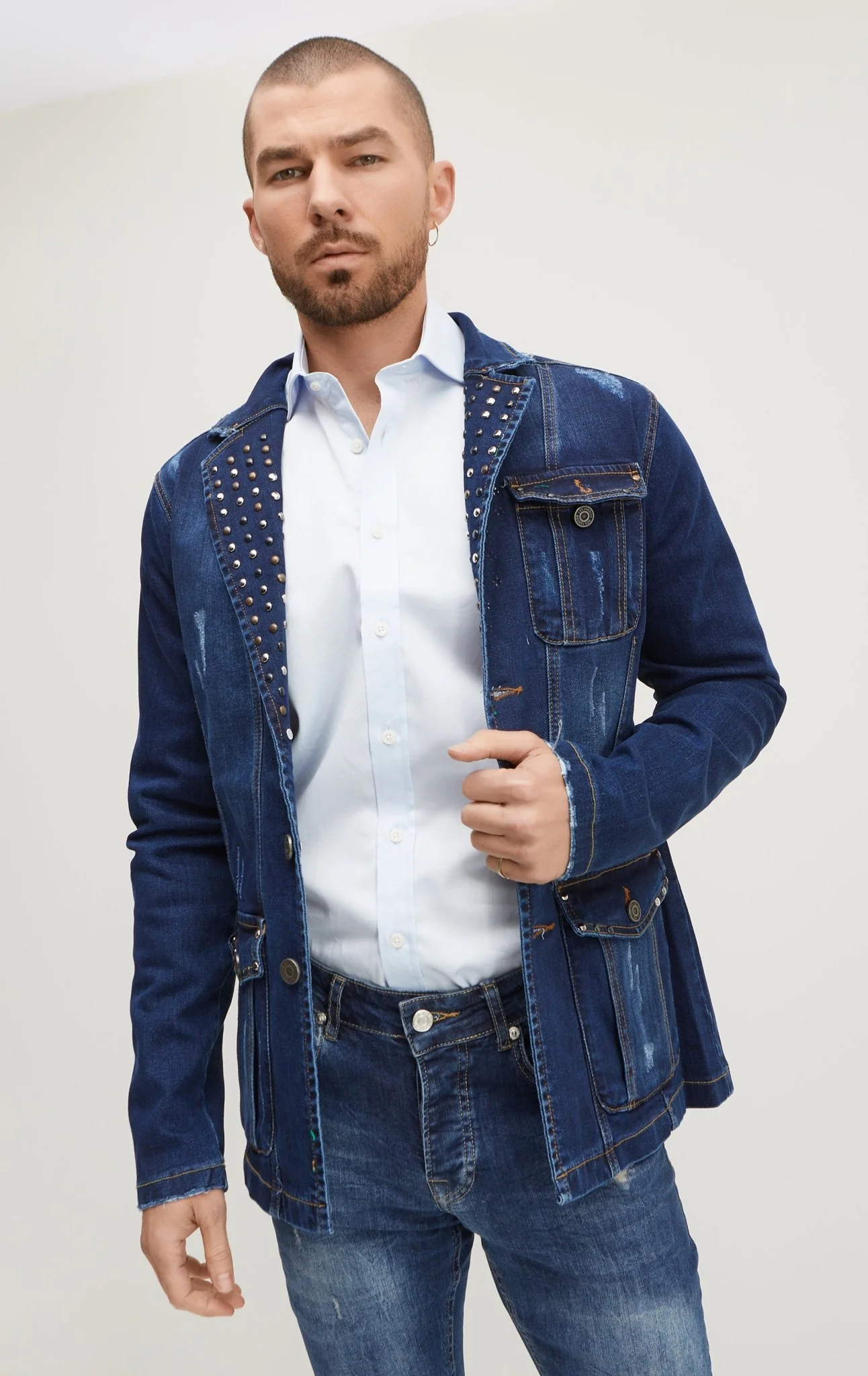 Artist Studded Denim Jacket - Navy