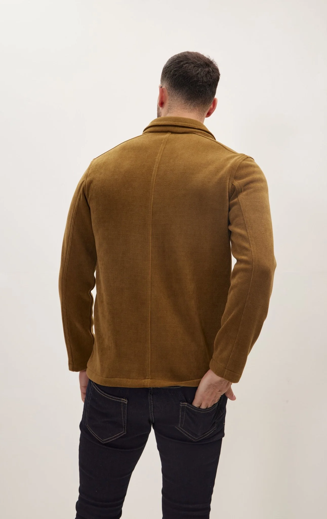 Relaxed Corduroy Button Closure Jacket - Khaki