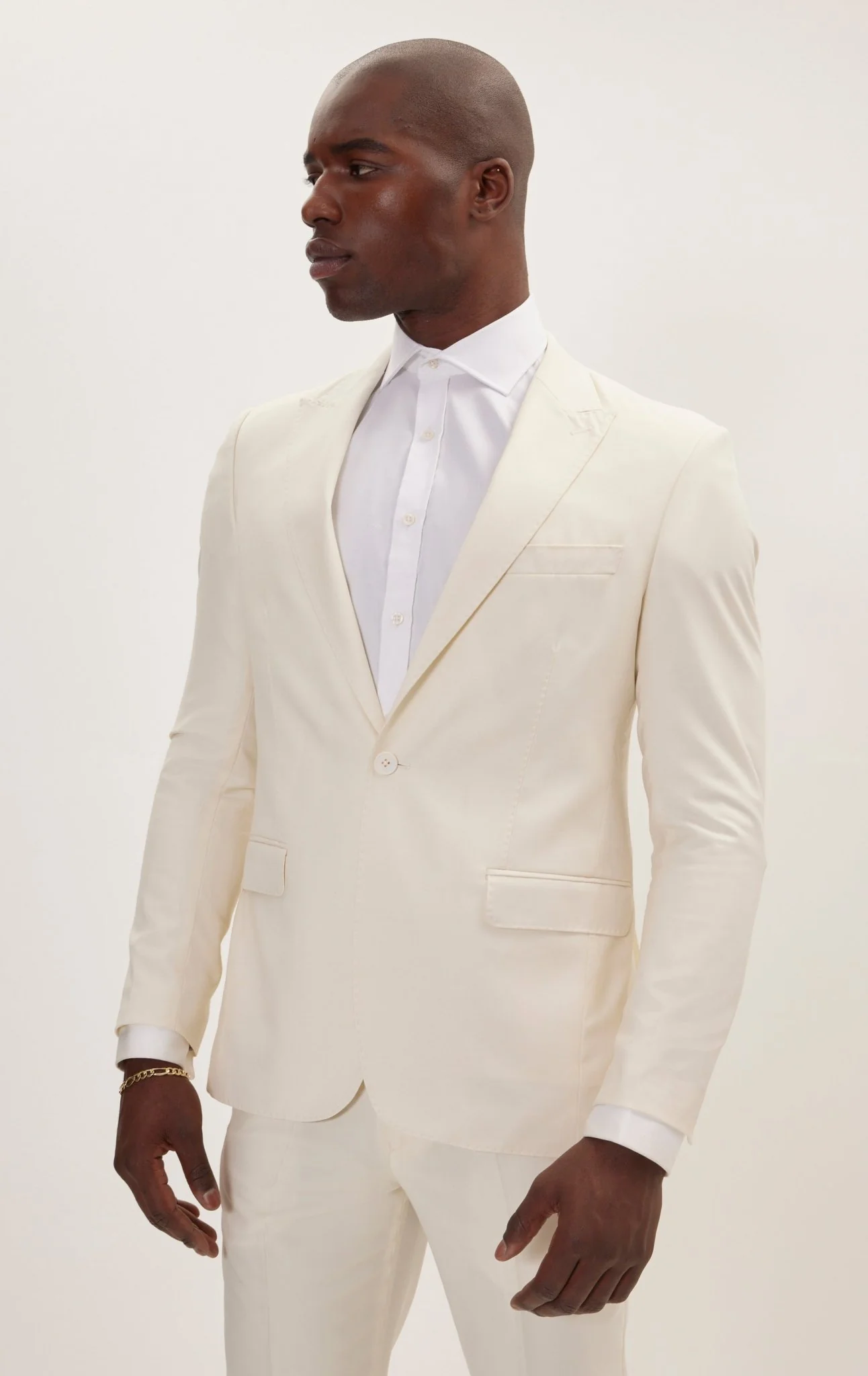 Super 180S Wool And Silk Single Breasted Suit - Off White