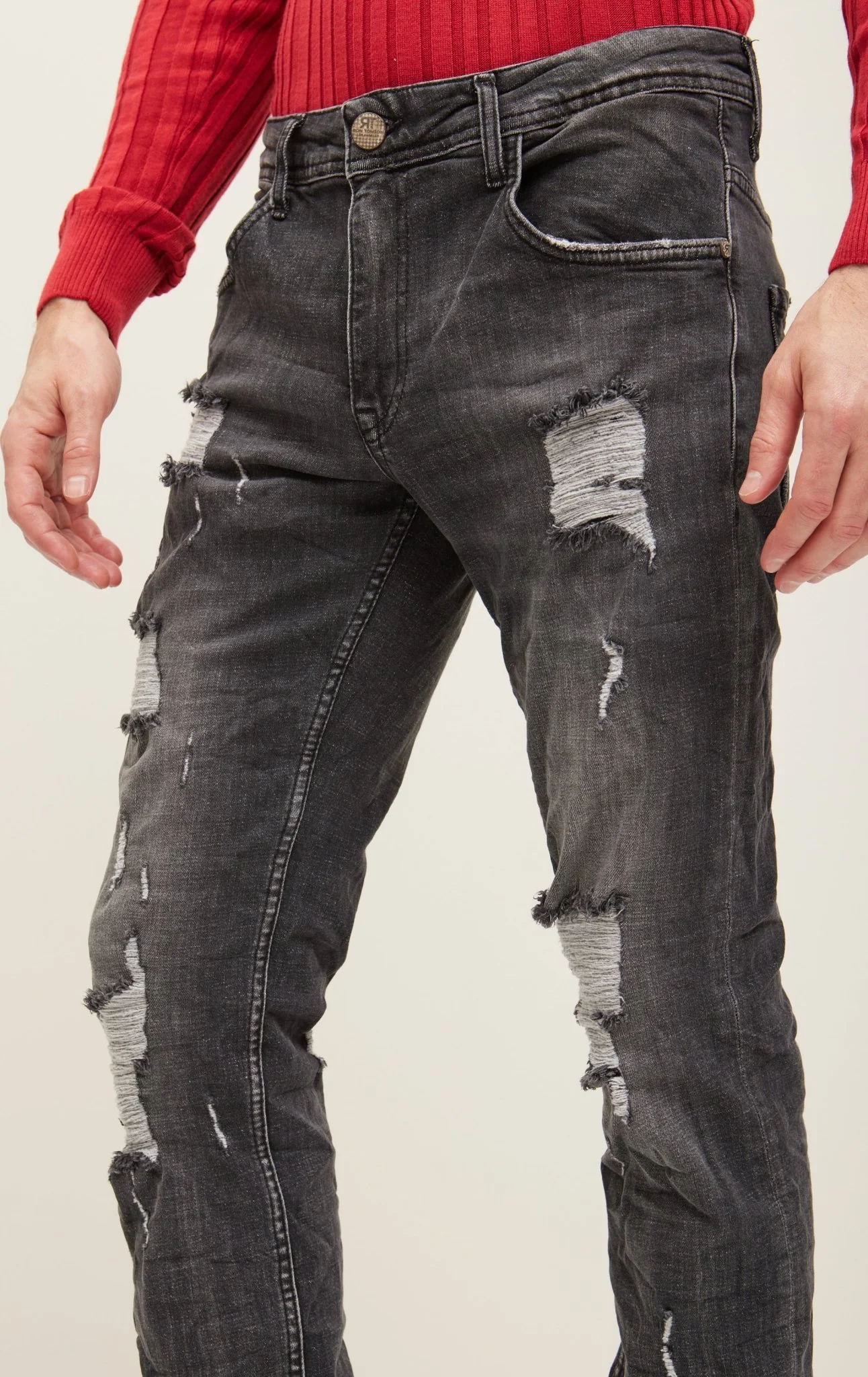 Boot Cut Distressed Rider Denim - Black