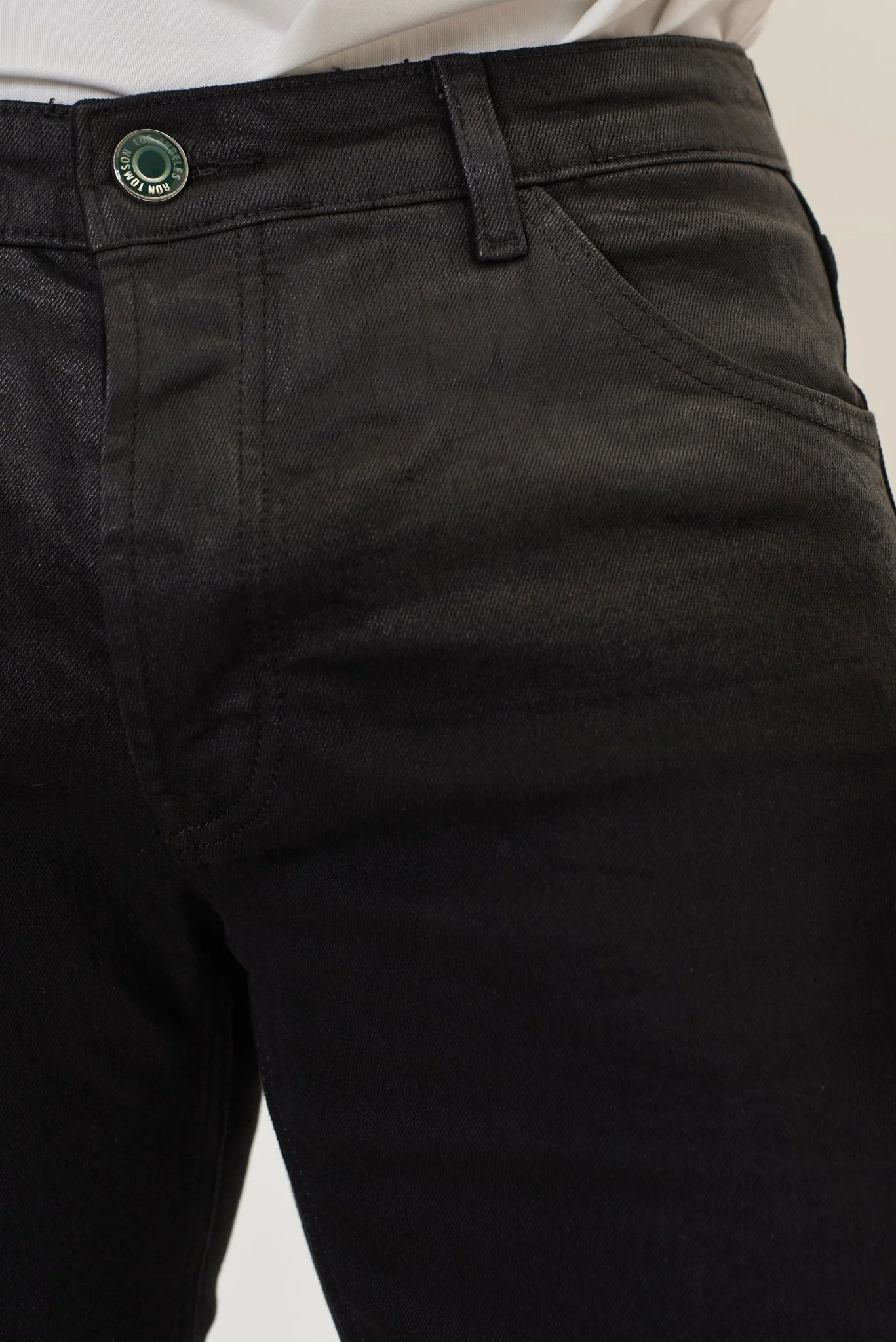 Side Waxed Tapered Jeans - Black