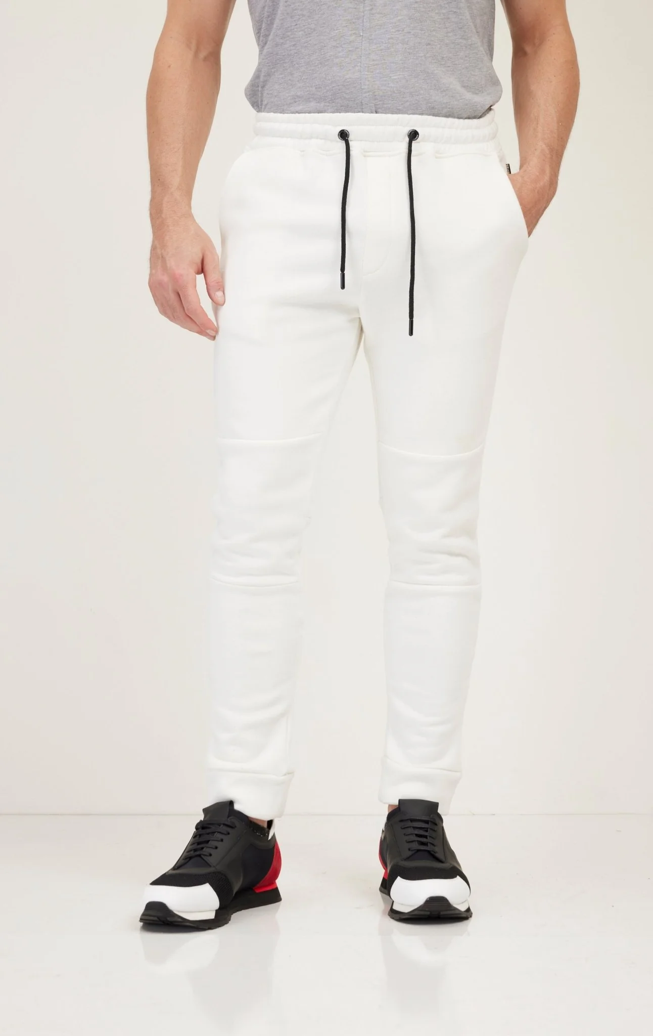 Fitted Drawstring Sweatpants - White