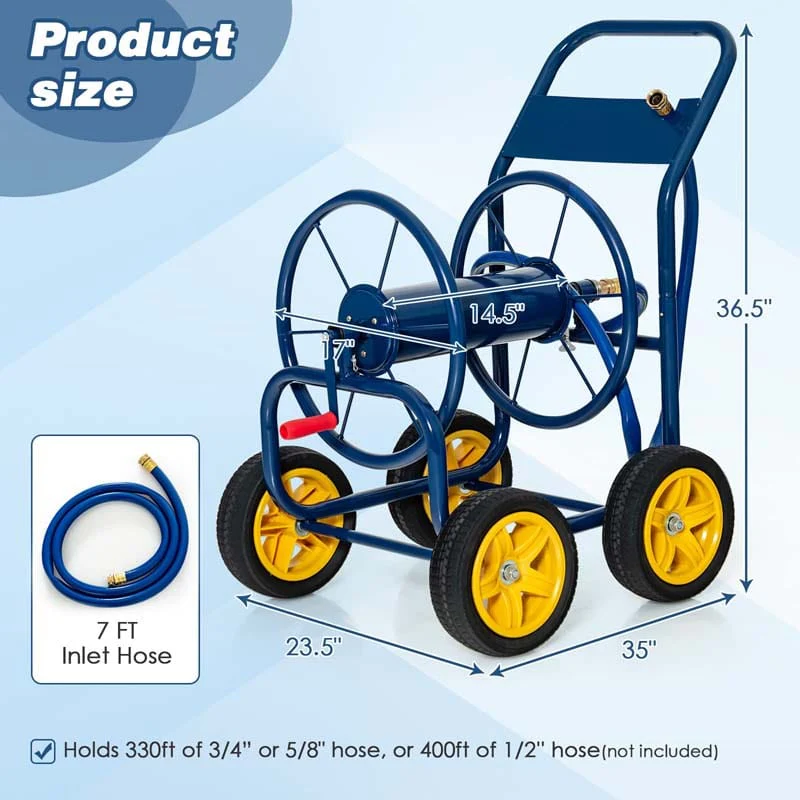 Garden Hose Reel Cart Holds 330 FT of 3/4