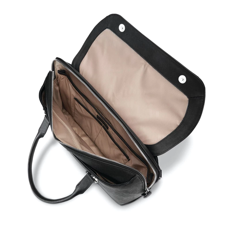Black Samsonite Women's Executive Leather Convertible Brief Laptop Bags & Briefcases | 4690-HQKZT