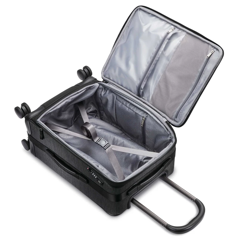 Black/Silver Samsonite SXK Carry-On Expandable Spinner Softside Luggage | 5216-FQVEW